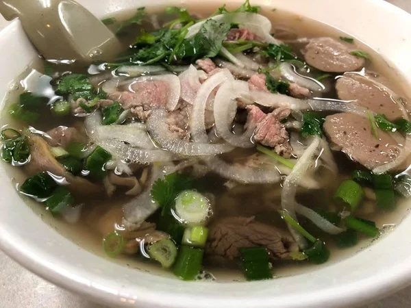 Beef Pho with Sliced Beef and Meatballs